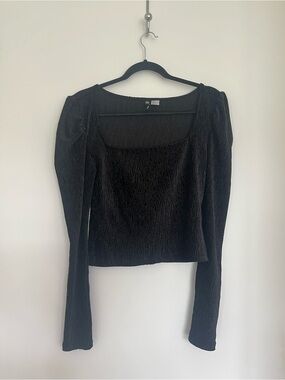 Divided Square Neck Black Women’s Top
